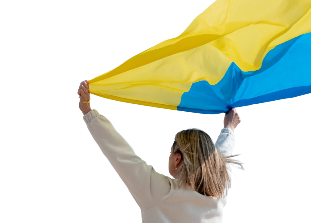 Дівчина тримає флаг України